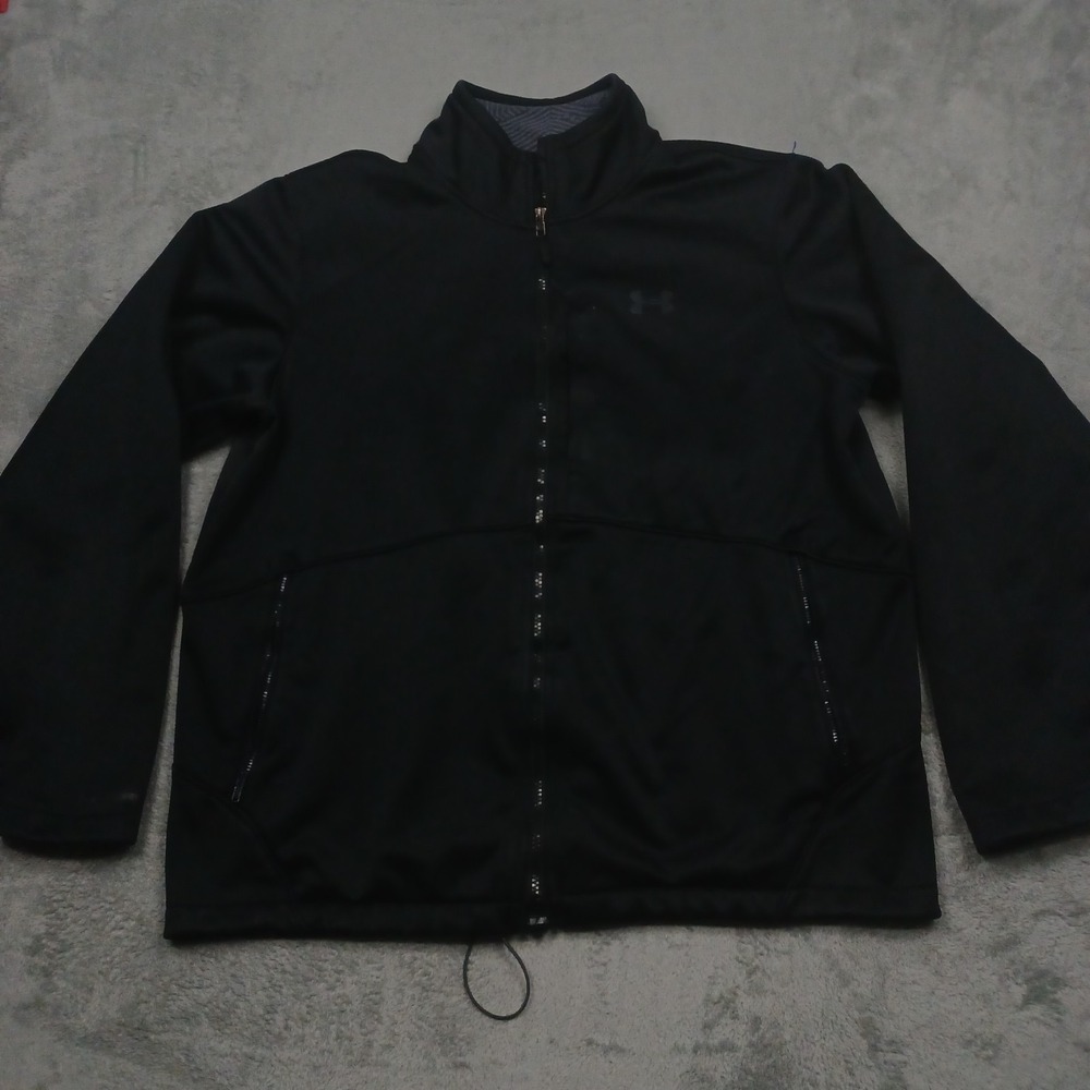 Under Armour Jacket Mens XL Black Full Zip Pockets Long Sleeve Casual Infrared